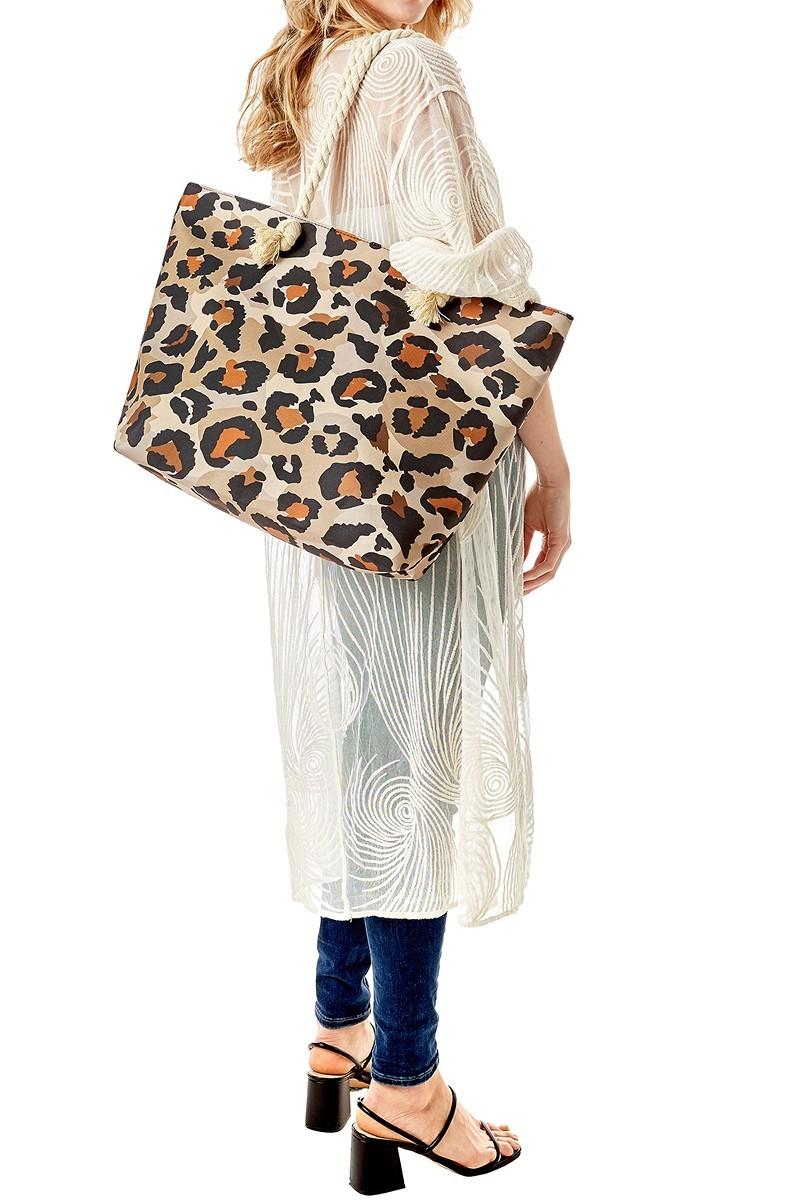 Leopard print beach tote bag