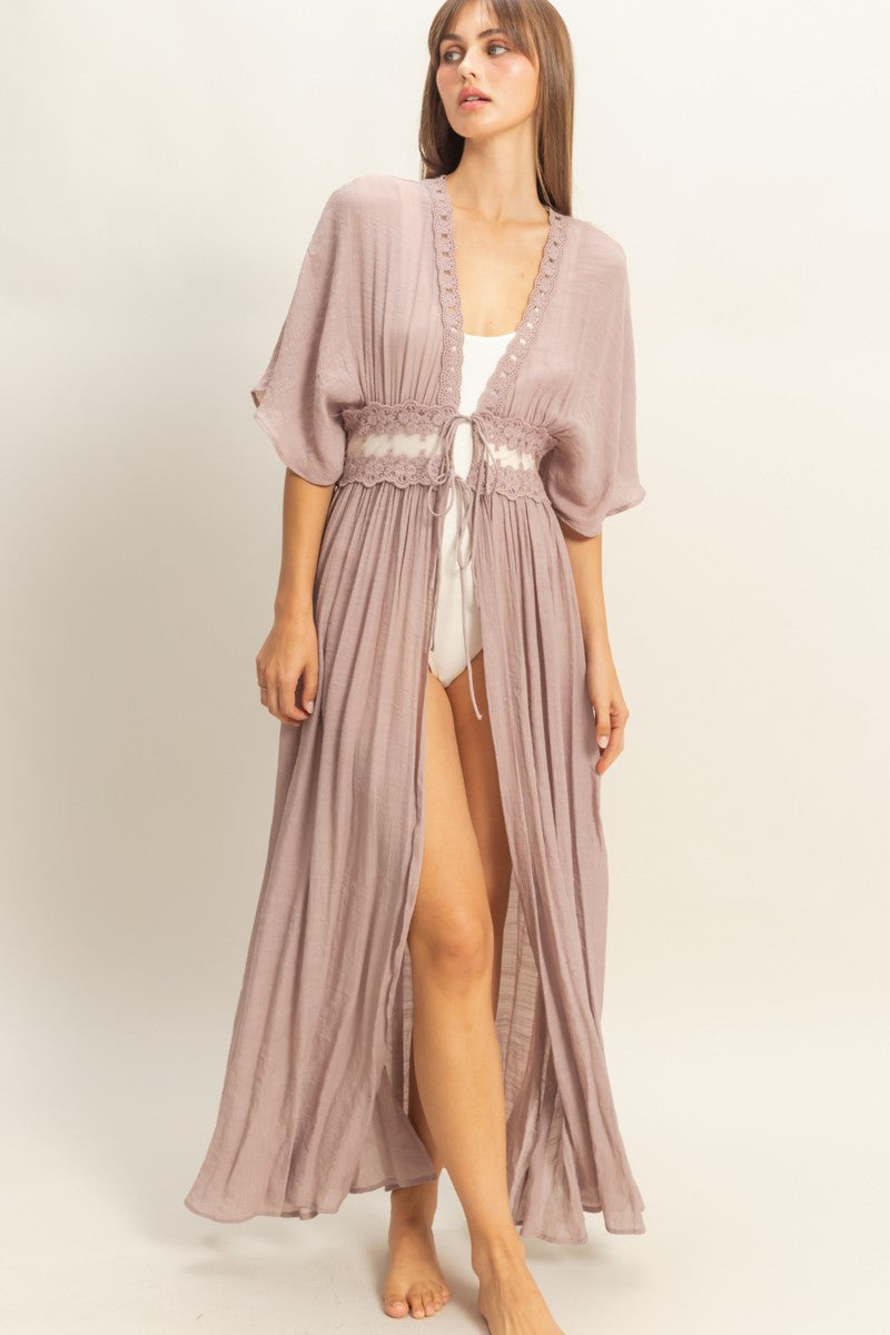 Discount Beach Cover Up - Full length Caftan with elbow length sleeves. Light weight and classy