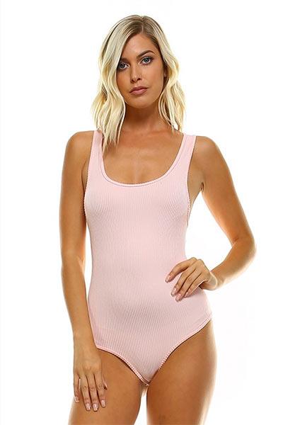 RACER BACK THONG BODYSUIT - BLUSH